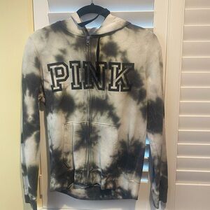 PINK Black and White Tie-Dye Hoodie